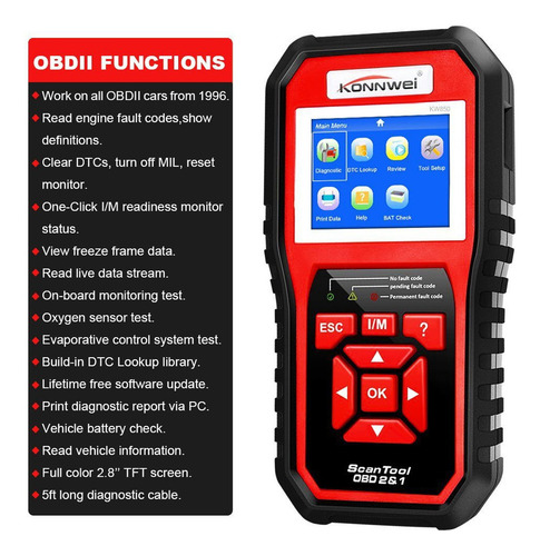 Lector Universal 850 Konnwei Scanner Obd2 Tool