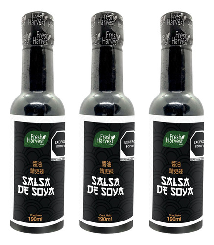 Salsa Soya 190mL paquete con 3 piezas Fresh Harvest