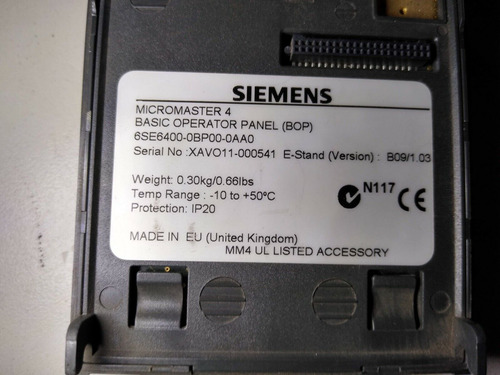 Siemens Micromaster 4 Basic Operator Panel 6se6400-0pb00 Bbt