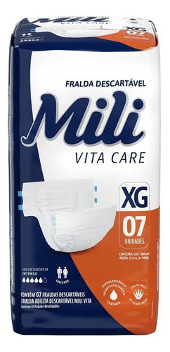 Fralda Descartável Uso Adulto Mili Vita Care Xg C/07 Uni