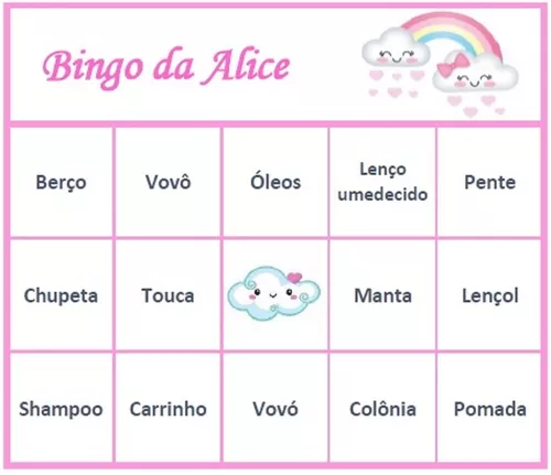 104 Cartelas Bingo Chá De Bebê Tema Menino Chuva De Amor Pdf