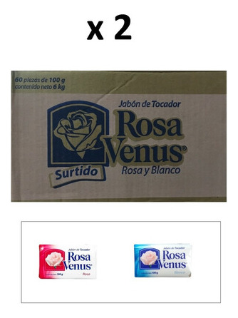 Jabón Hotelero Rosa Venus 100g [2 Cajas Con 60 Piezas C/u