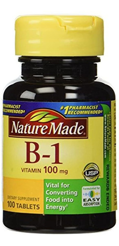 Nature Made Vitamina B-1 100 Mg, 100 Comprimidos (paquete De