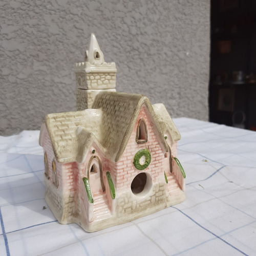 Casa Casinha Miniatura Em Cerâmica Vitrificada Pintada À Mão