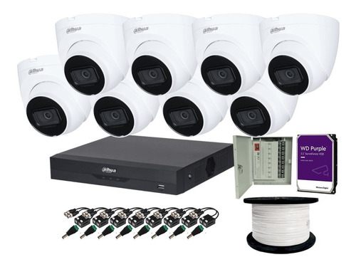 Kit 8 Cámaras 4k 8mp Metal Audio Hdd 4tb Purple Dahua Cctv