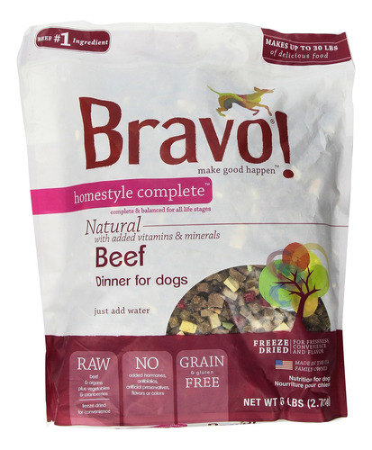 Bravo Homestyle Freeze Dried Dinner Beef Food, 6 Lb.