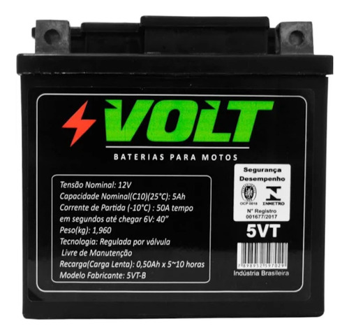 Kasinski Win 100 Todas Bateria Para Moto Volt 12v 5 Vt