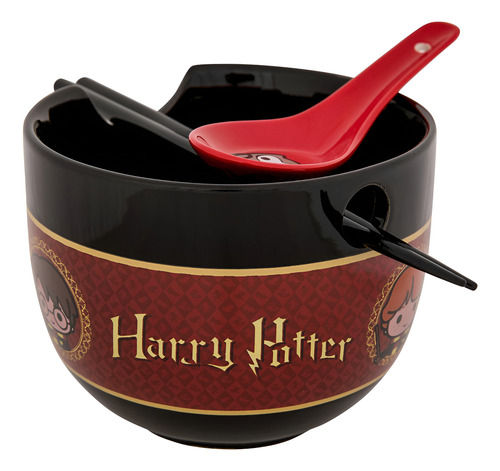 Bowl Ramen Harry Potter + Palillos Con Sujetador + Cuchara