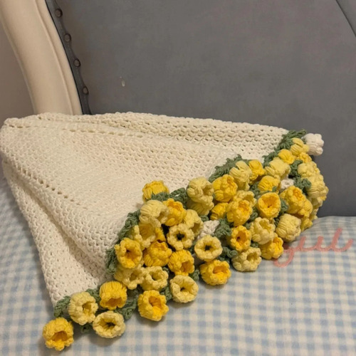Manta De Ganchillo Con Forma De Ramo De Flores, Producto Aca