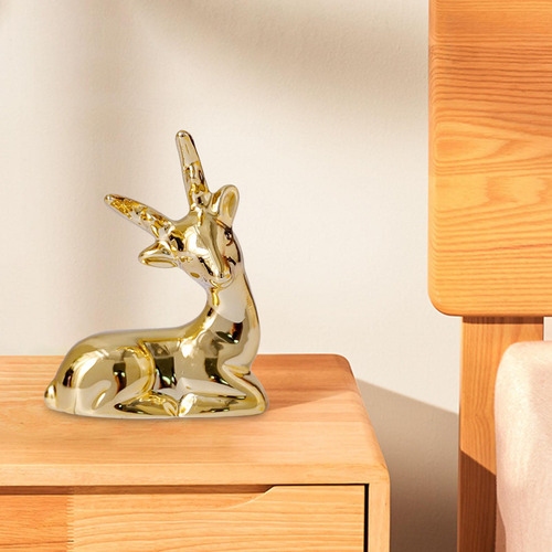 Figuritas De Renos, Estatuas De Ciervos Chapadas Para La