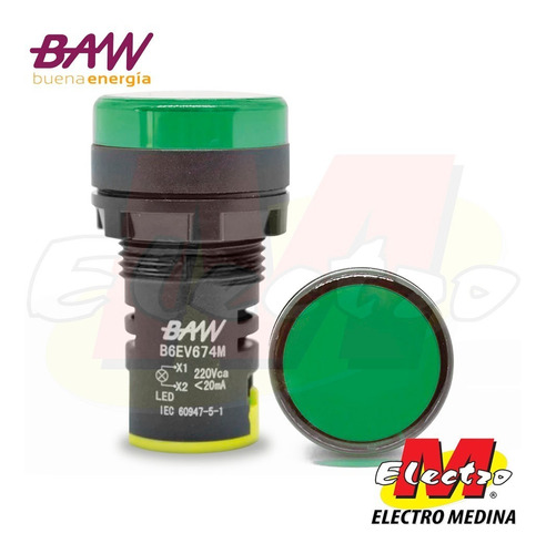 Ojo De Buey Piloto Led 230v 110v Baw Verde Electro Medina