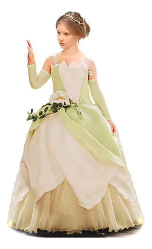 Disfraz De Princesa Tiana Para Cosplay Para Niñas, Vestido D Z