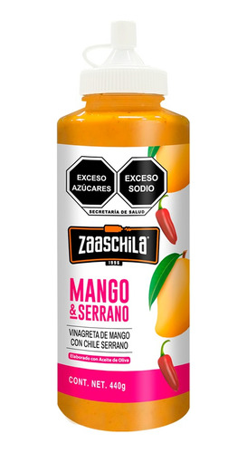 Una Botella De Salsa Zaaschila Mango Y Serrano 440 Gr