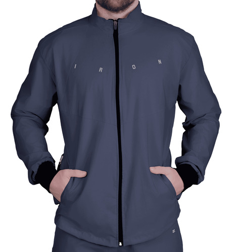 Chamarra Deportiva Gris Oxford Ligera Impermeable Atlas Iron