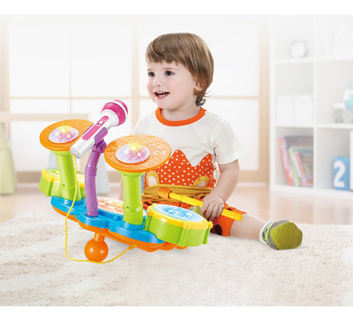 Juego De Batería Para Niños Con Baquetas Y Micrófono,