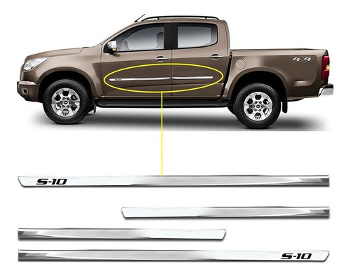 Molduras De Puerta Cromadas Bagueta Chevrolet S10 1995 En Adelante S-10