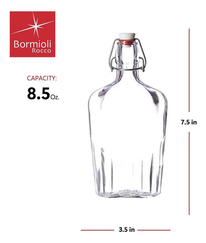 Matraz De Bolsillo Fiaschetta Vidrio 250 Ml Transparente