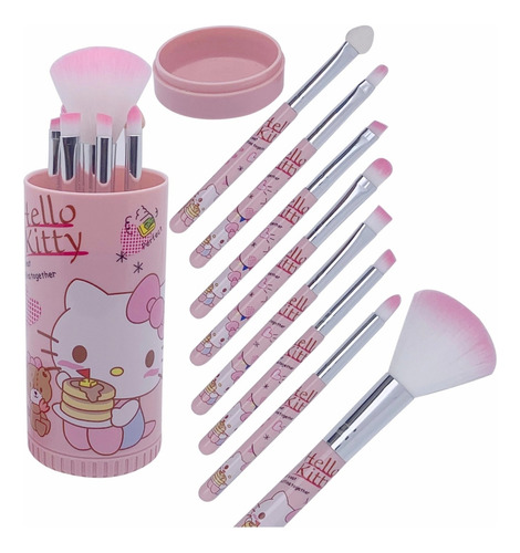 Hello Kitty 8 Pieza, Cepillo Del Maquillaje Original