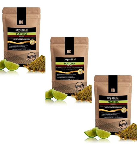 Pack 3 Te Verde Matcha Earl Grey Organikal Hgl 50g