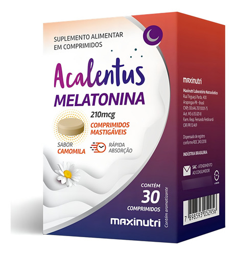 Acalentus Melatonina + Camomila Mastigável 30 Comprimidos Camomila