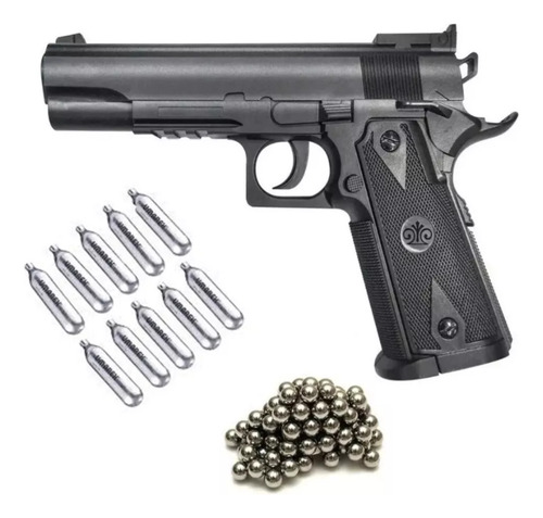 Pistola Stinger 1911 Co2 4.5mm Negro 430 Ft/s  6 Co2 Y 500b