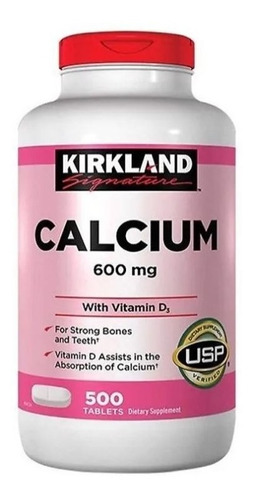 Calcio 600mg Calcium + Vitamina D3 10mcg Kirkland 500 Tablet