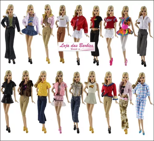 Kit com 10 Roupinhas Roupas vestidos para boneca Barbie