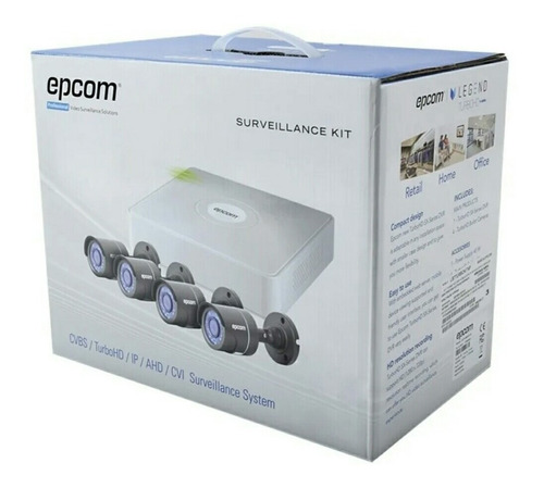 Kit Video Vigilancia 4 Cámaras Hd Cctv Epcom Dvr Canal Ip
