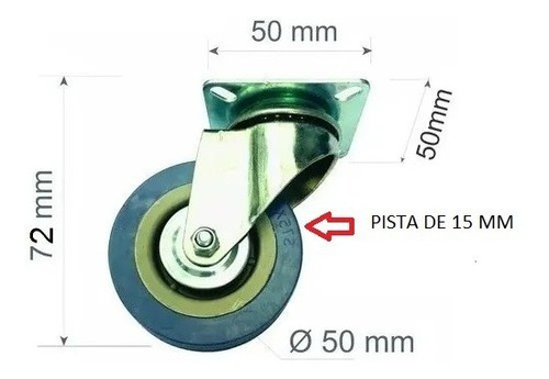 Imagen 4 de 7 de Combo 4 Ruedas Giratorias 50 Mm 2 Con Freno Y Dos Sin Freno