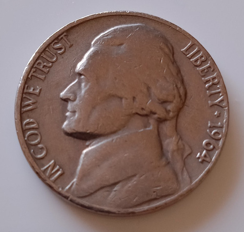 Moeda Jefferson Nikel Five Cents Dollar 1964 P (Usado)