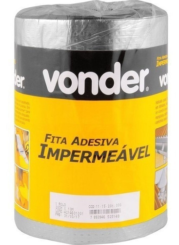 Fita Alumino Impermeável 20cmx10m Vonder Telhado Calhas