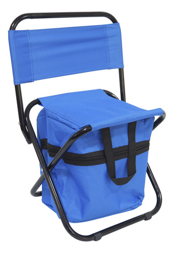 Cadeira Camping Pesca Dobrável Portátil Praia Azul Com Bolsa