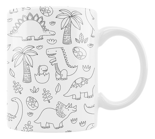 Taza 11oz Dinosaurios Sin Colorear