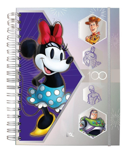 Caderno Mini Smart Disney 100 80 Folhas 10 Divisórias Dac