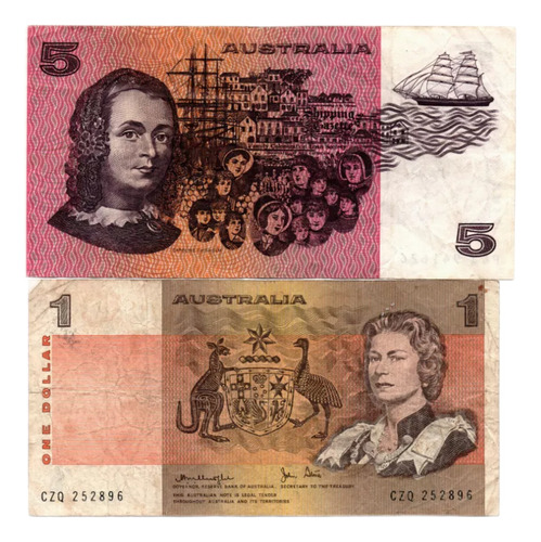 2 Billetes Australiano Historico 1-5 Dolartes