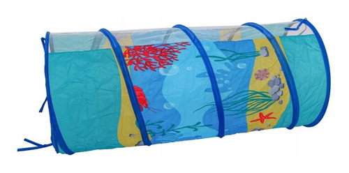 Carpa 3 En 1 Túnel Azul Mar Piscina Con 250 Pelotas Niños
