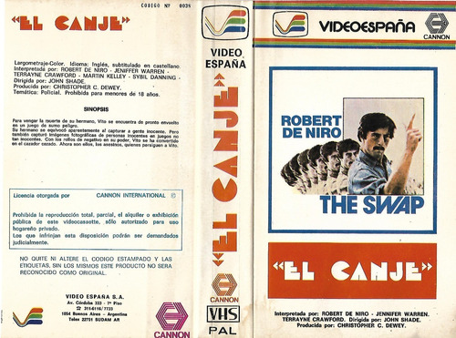 El Canje Vhs Robert De Niro Jennifer Warren