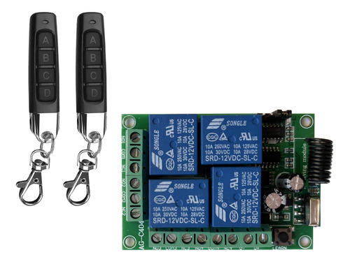 Receptor Inalambrico 4 Canales 2 Controles Remotos 433mhz 