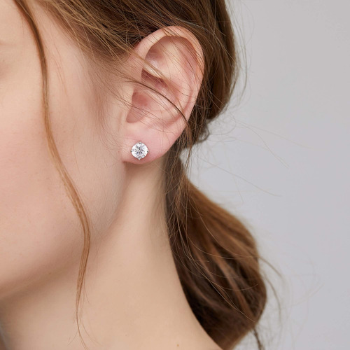 Aretes De Diamantes Aretes Con Cierre De Rosca Aretes De Pla