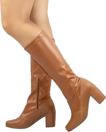 Bota Feminina Cano Longo Stretch Salto Alto Grosso Montaria