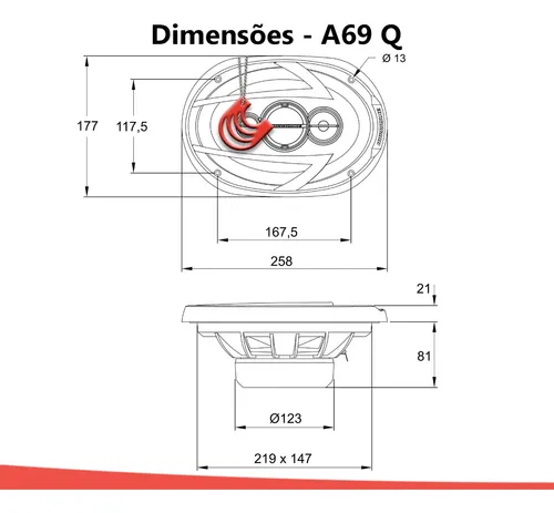 Alto Falantes 6x9 Polegadas Hurricane 260w A69q Quadriaxial