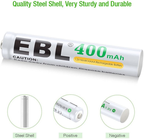 Ebl - Pilas Recargables Aaaa (1,2 V, 400 Mah, Ni-mh, 4 Unida