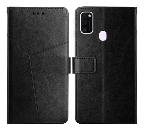 Funda De Piel Negra Con Costuras En Y Para Samsung Galaxy M2