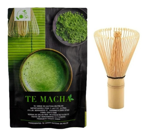 Té Matcha 100 Grs + Revolvedor / Batidor De Bambú