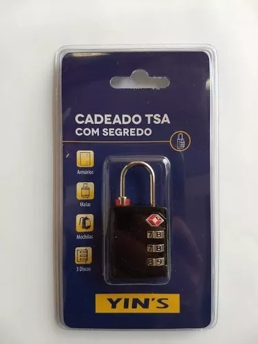 Cadeado Tsa Com Segredo P/ Mala Mochila Bolsa Segredo Viagem Cor Preto