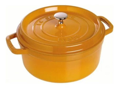 Cacerola Staub Cocotte Redonda Hierro Fundido Mostaza 22cm