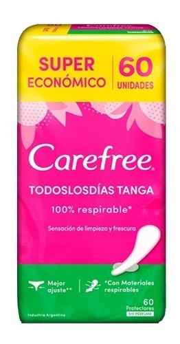 Carefree Protectores Tanga Sin Perfume X60u (bulto X10 Paq)