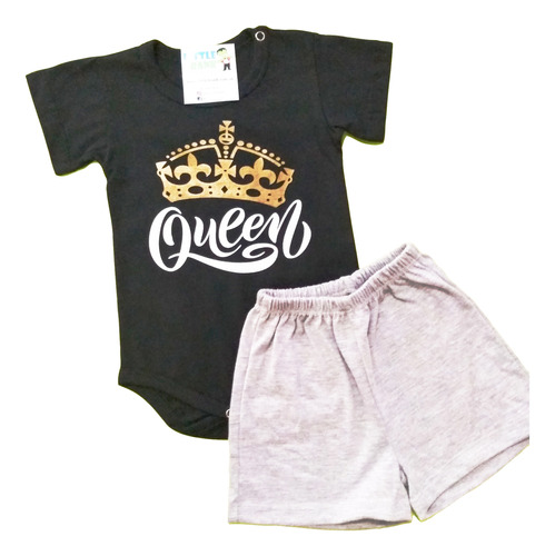 Conjunto Para Bebe Body Manga Corta Queen Reina Y Short 