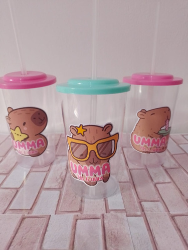 Vasos Capibara Personalizados Cumple Infantil Nena Rosa X15u