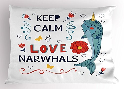 Ambesonne Narwhal Almohada Sham, Frase Cultura Pop Con Unico